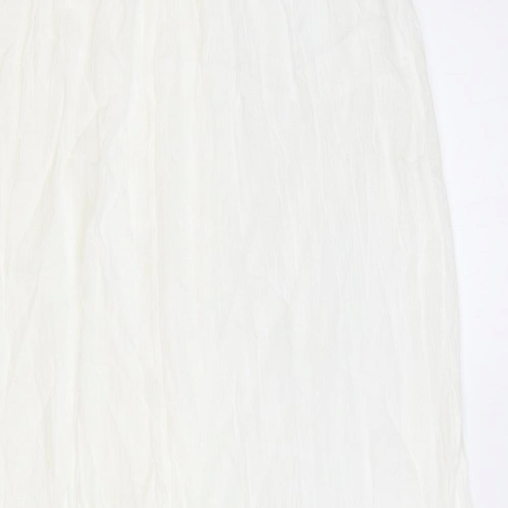 Rebellion Womens White Polyester Slip Dress Size S Scoop Neck Pullover