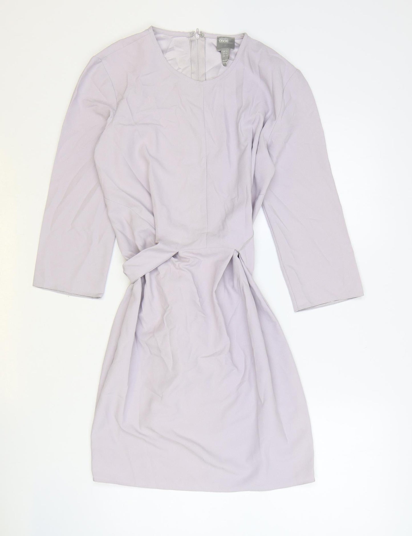 ASOS Womens Purple Polyester A-Line Size 6 Scoop Neck Zip