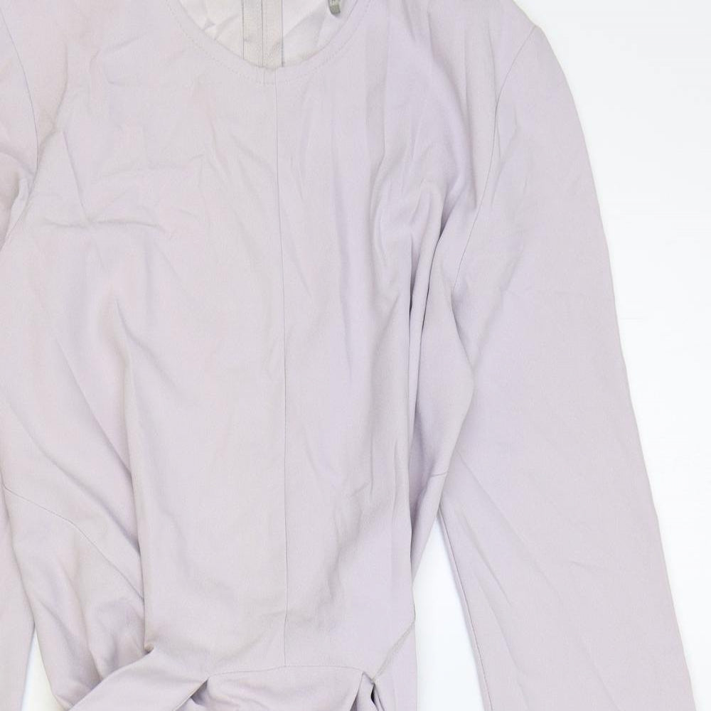 ASOS Womens Purple Polyester A-Line Size 6 Scoop Neck Zip