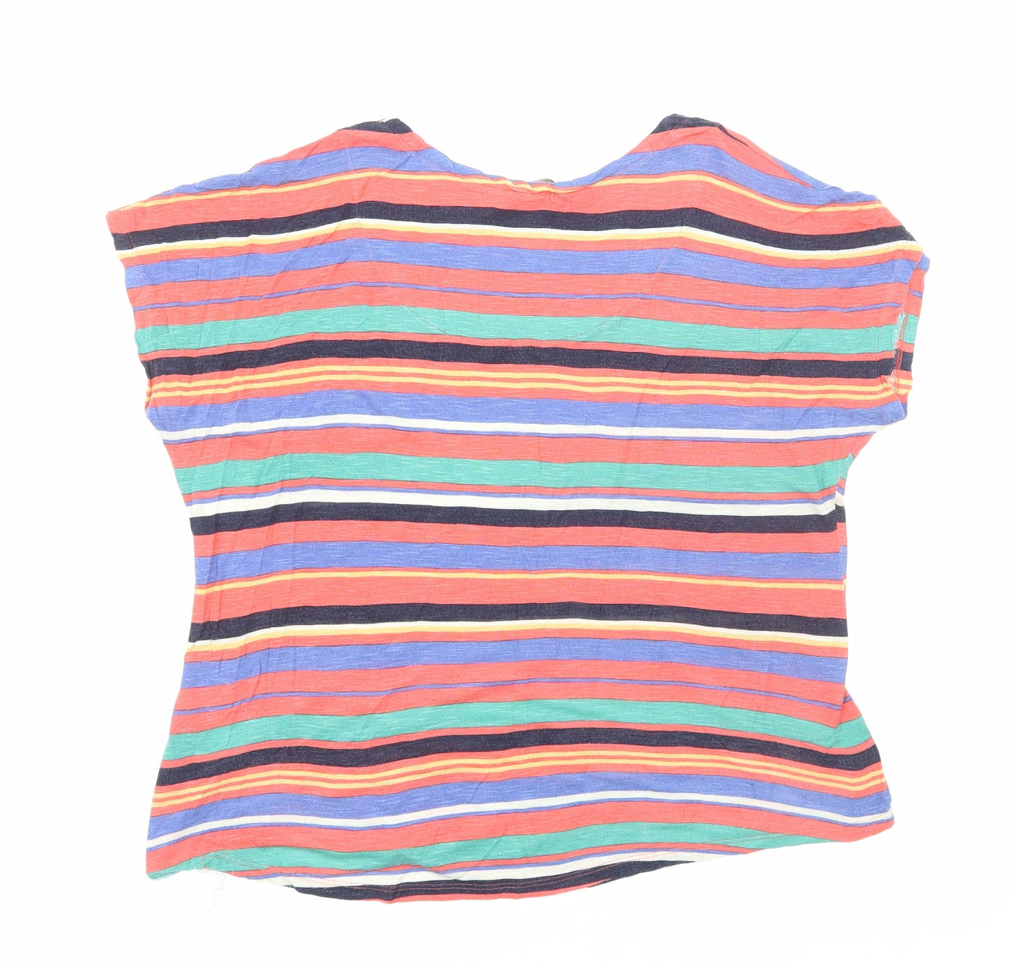 Monsoon Womens Multicoloured Striped Viscose Basic T-Shirt Size 14 Scoop Neck
