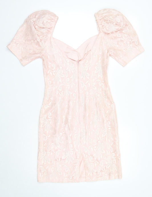 Jump Girls Pink Fair Isle Polyester Shift Size 7-8 Years V-Neck Zip