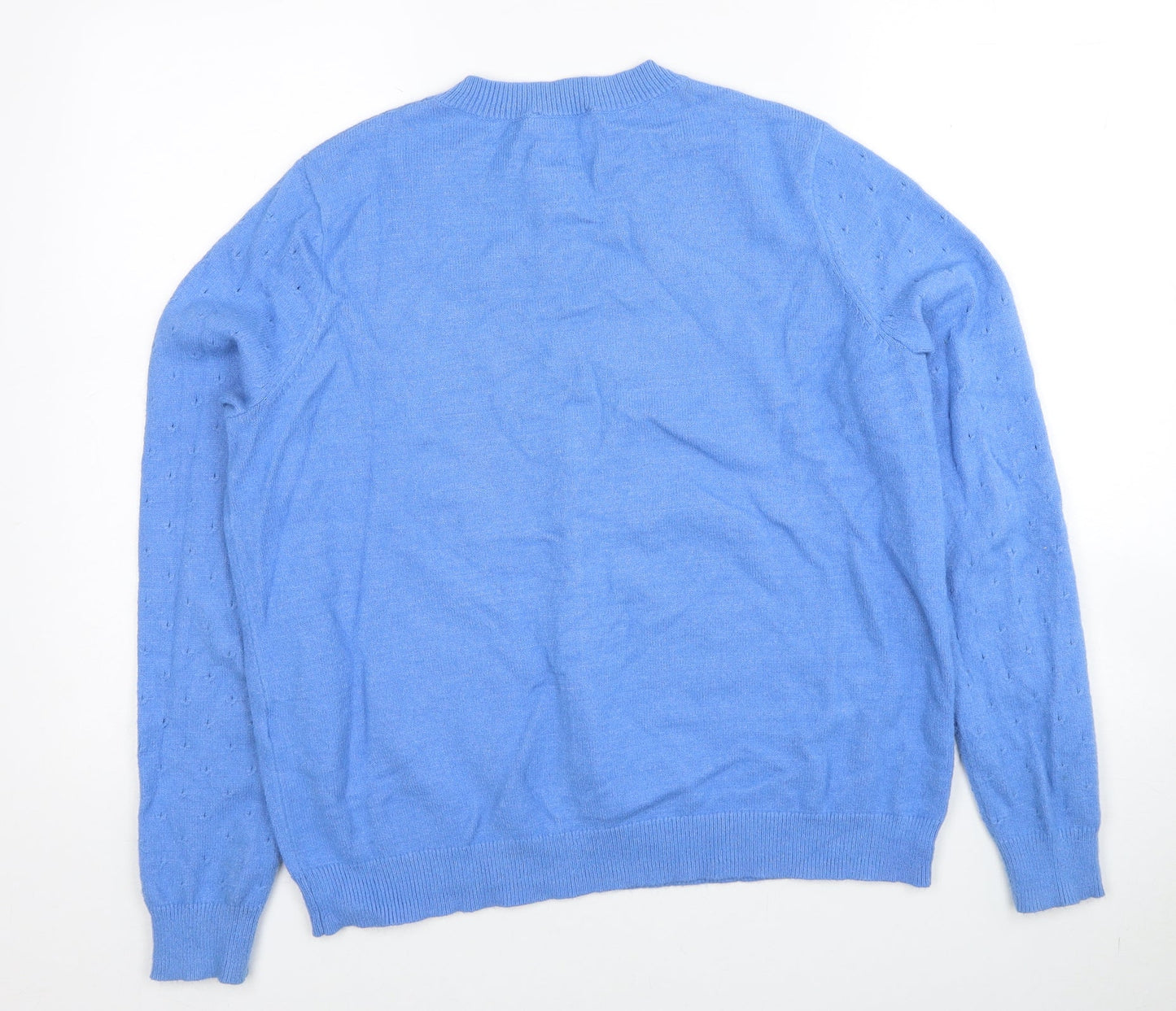 Warehouse Womens Blue Round Neck Viscose Pullover Jumper Size 16