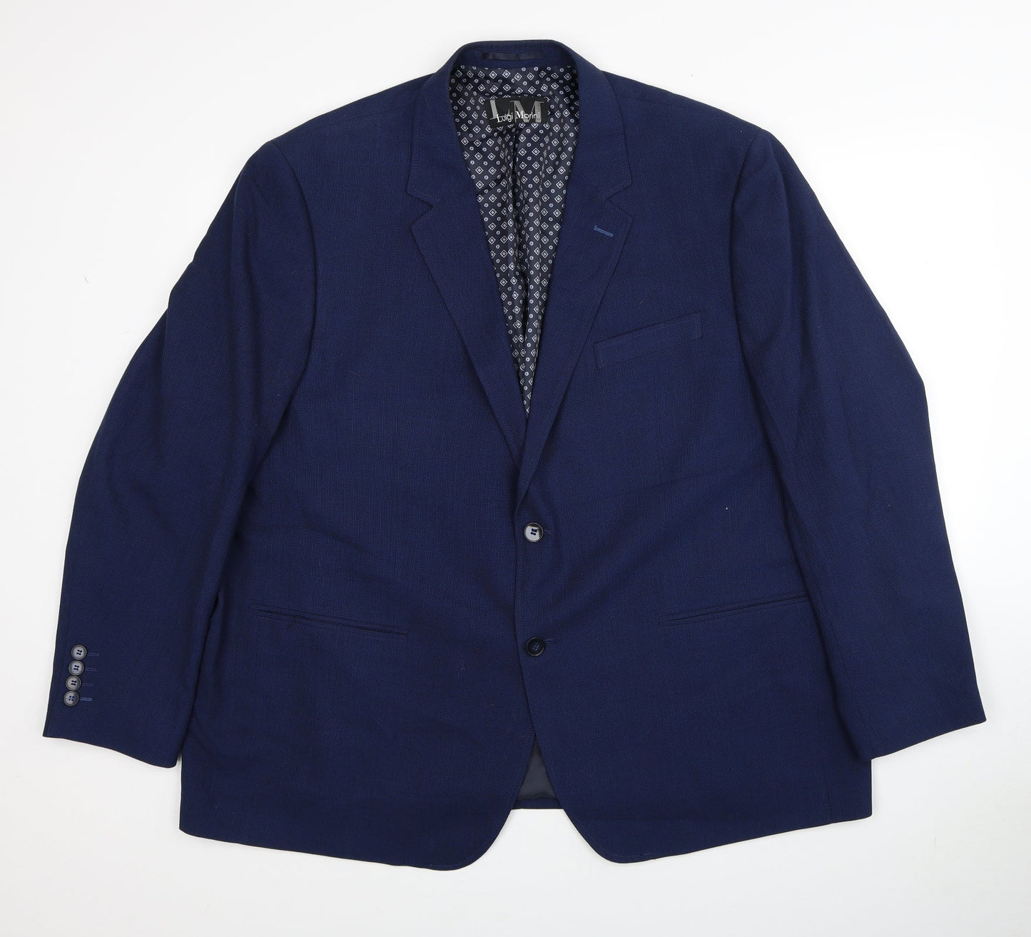 Luigi Morini Mens Blue Polyester Jacket Blazer Size 48