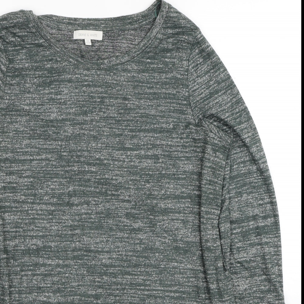 Deane & White Womens Green Scoop Neck Polyester Pullover Jumper Size 12