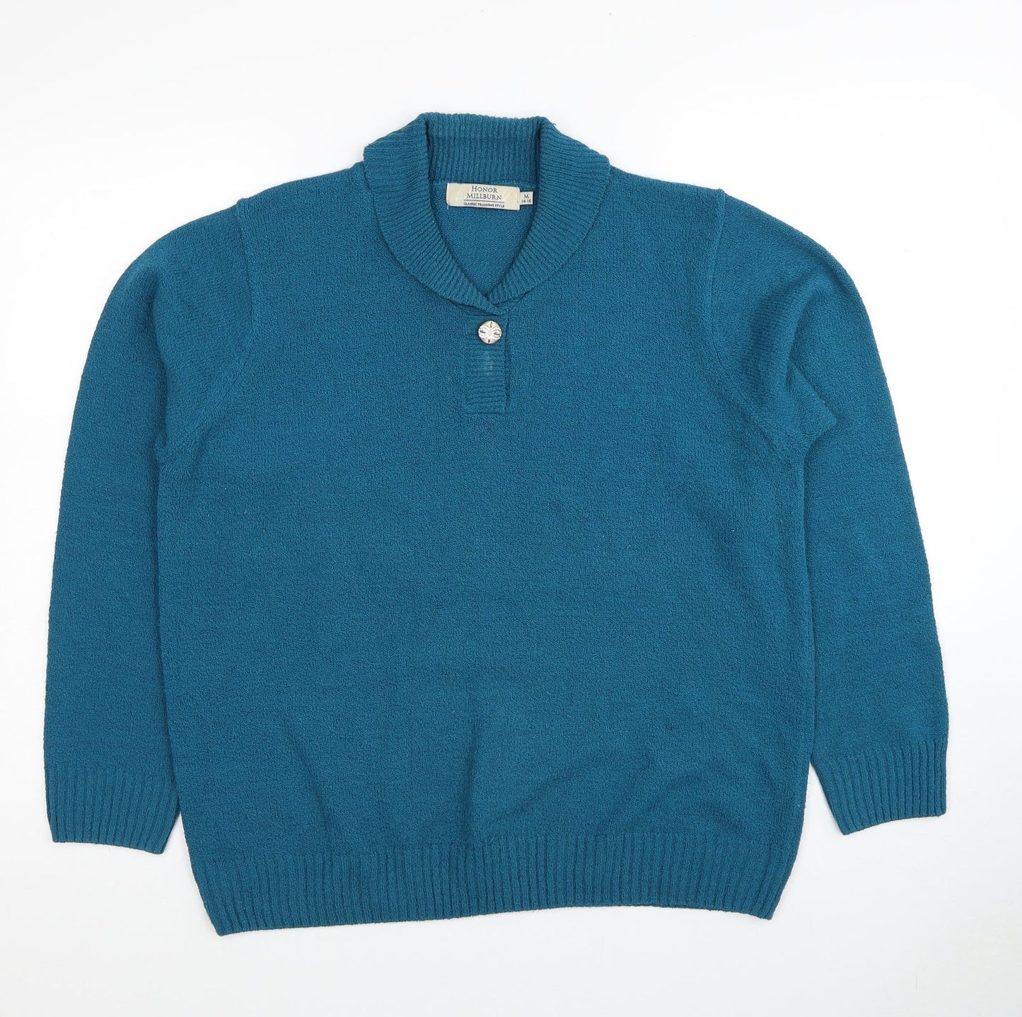 EWM Womens Blue Collared Acrylic Pullover Jumper Size 14 - Size 14-16