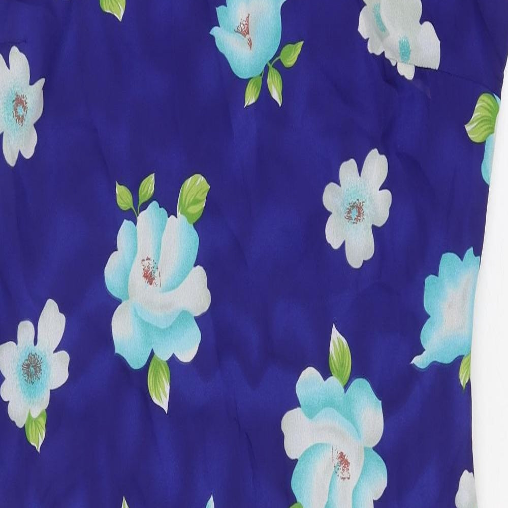 R&K Womens Blue Floral Polyester Shift Size 16 Scoop Neck Pullover