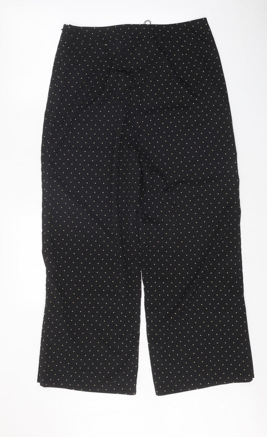 Fashion Union Womens Black Polka Dot Polyester Trousers Size 10 Regular Zip