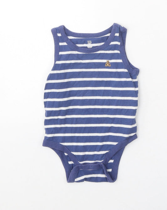 Gap Blue Striped 100% Cotton Unitard One-Piece Size 6-9 Months Snap