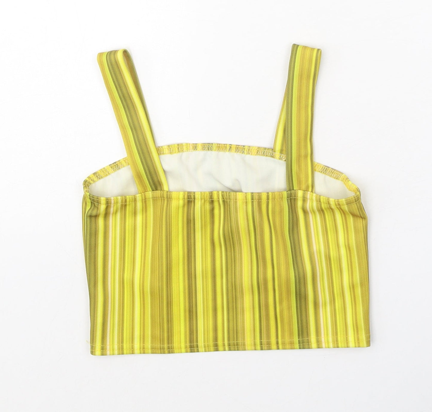 I-X London Womens Yellow Striped Polyester Cropped Tank Size 10 Square Neck
