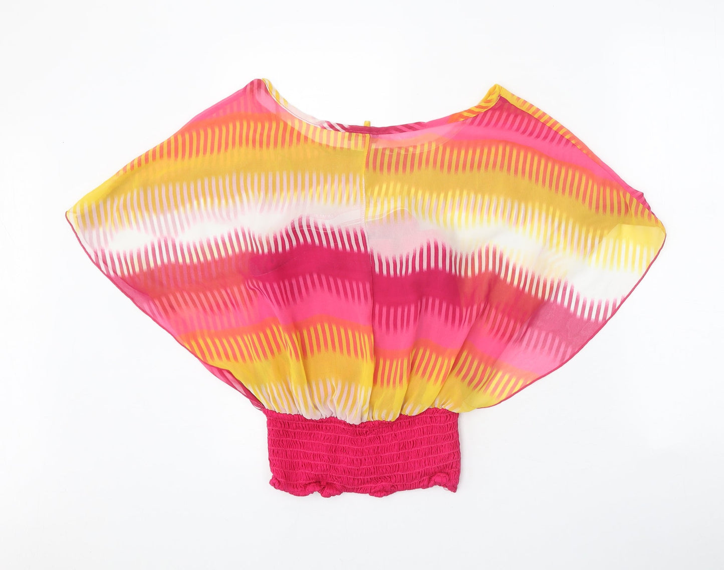 Vizio Womens Multicoloured Striped Polyester Basic Blouse Size L Scoop Neck - Elastic Hem