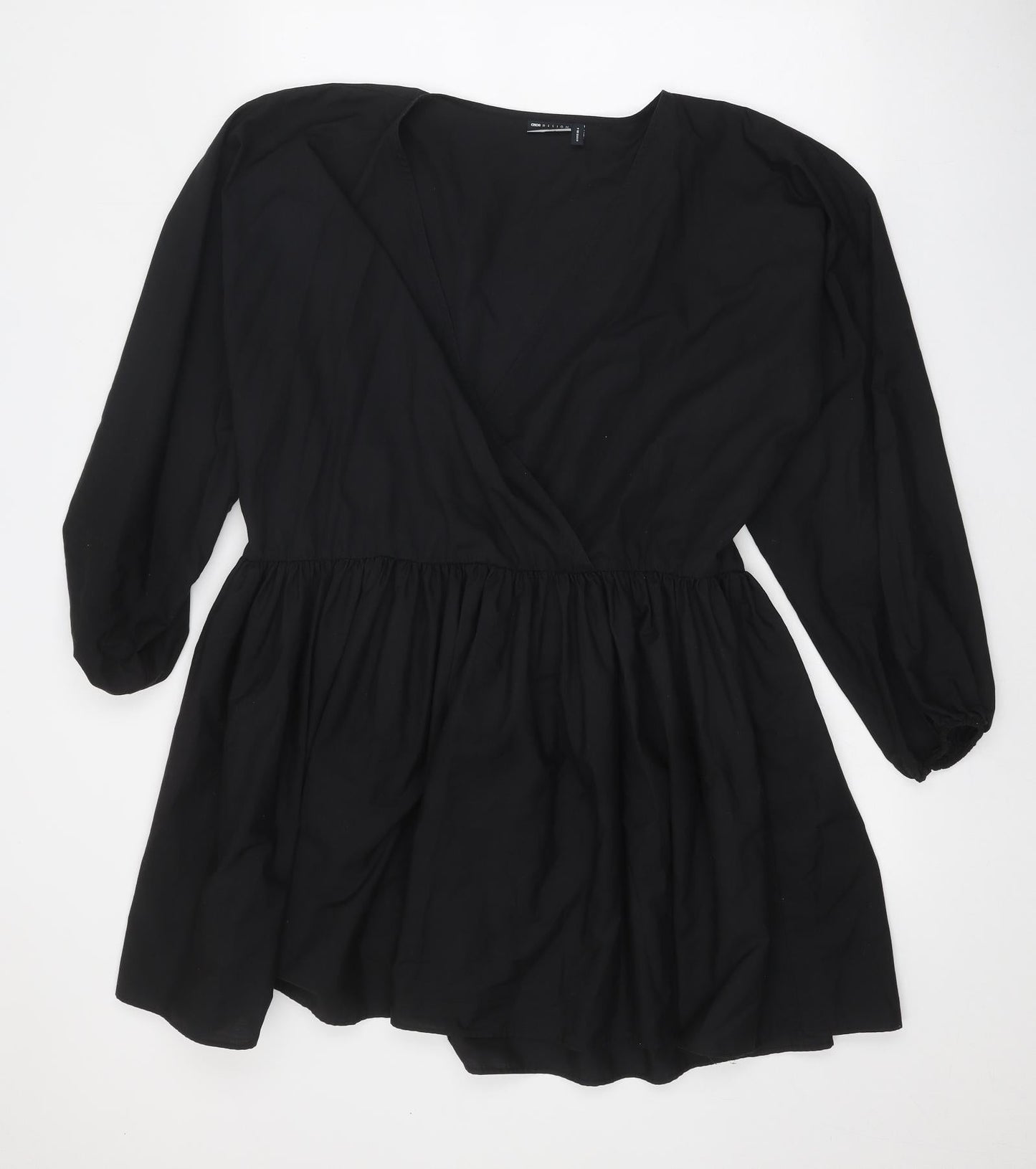 ASOS Womens Black Polyester Skater Dress Size 10 V-Neck Pullover