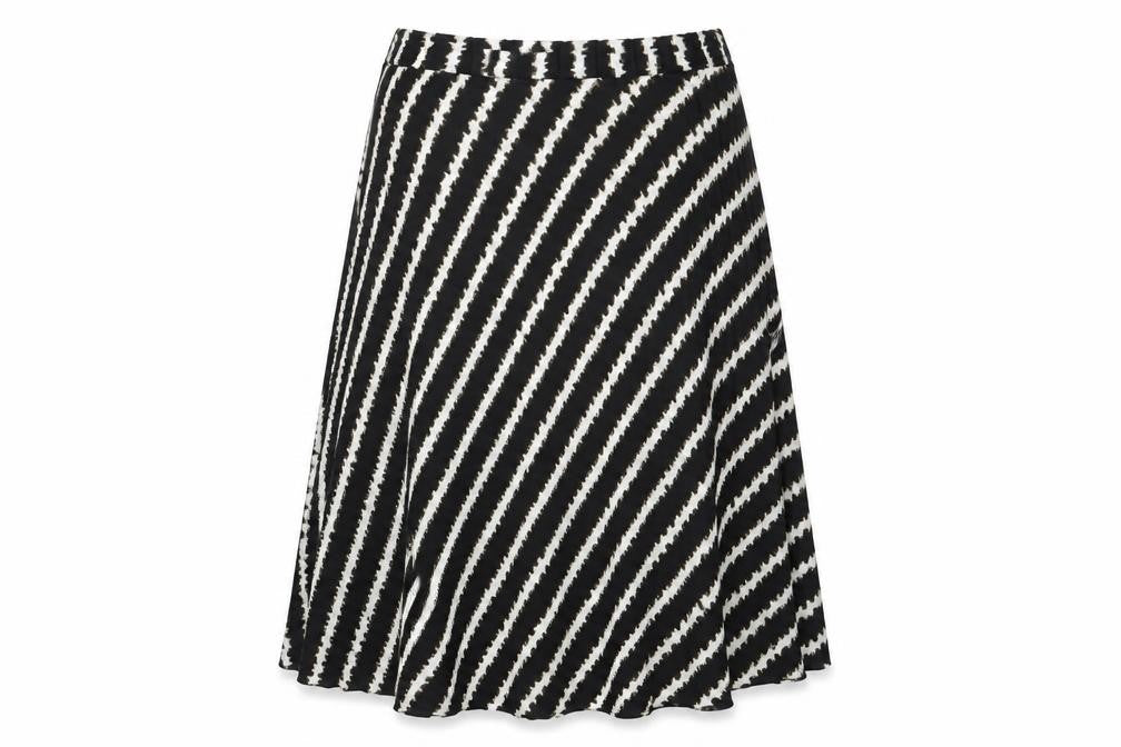 Marks and Spencer Womens Black Striped Polyester Swing Skirt Size 14