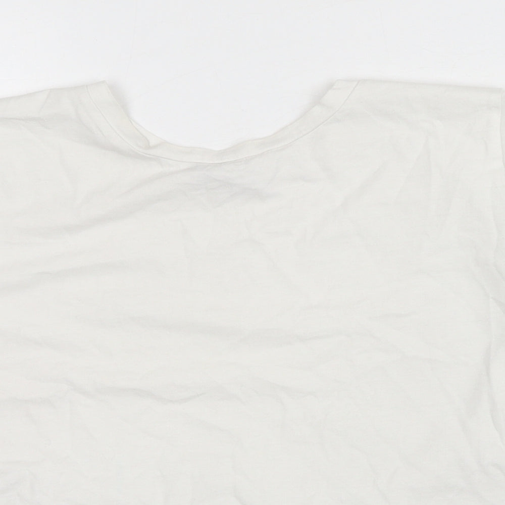 Zara Womens White Polyester Basic T-Shirt Size S Round Neck