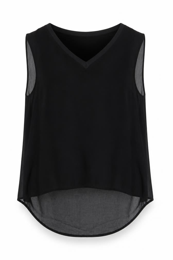 Costes Womens Black Polyester Basic Tank Size S V-Neck