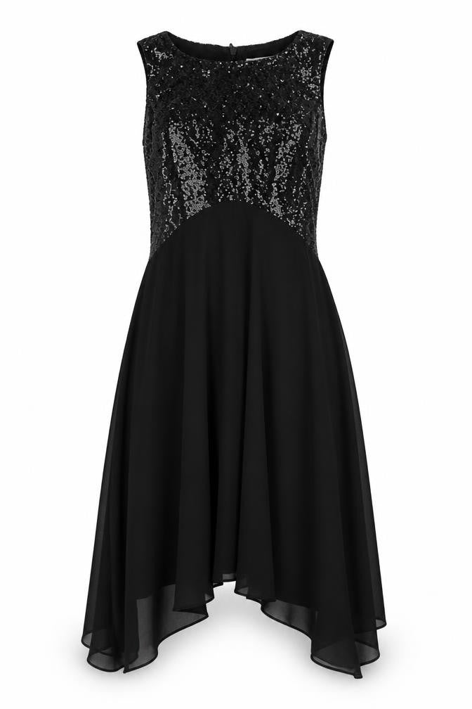 Wallis Womens Black Polyester Ball Gown Size 8 Round Neck Zip