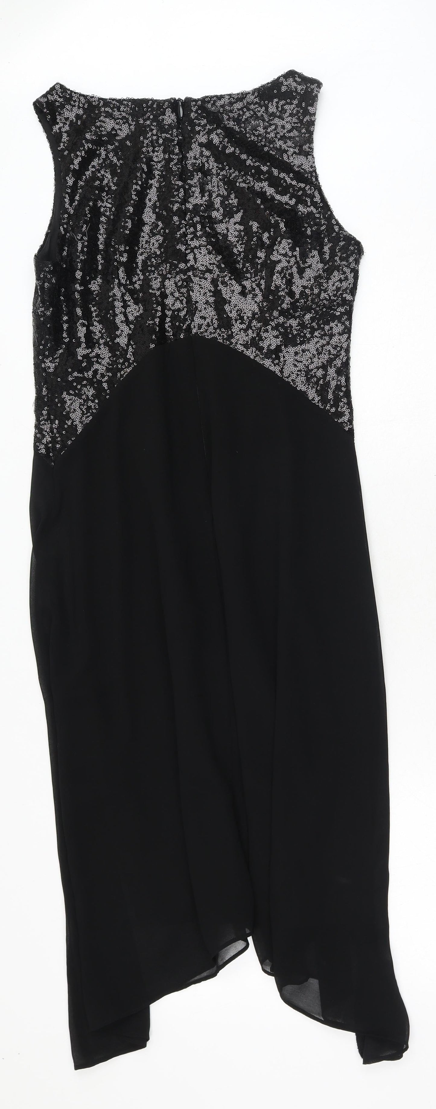 Wallis Womens Black Polyester Ball Gown Size 8 Round Neck Zip