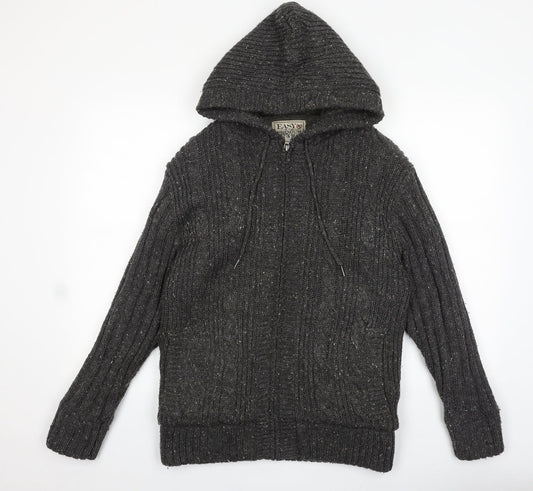 Easy premium clothing Mens Grey Acrylic Full Zip Hoodie Size S
