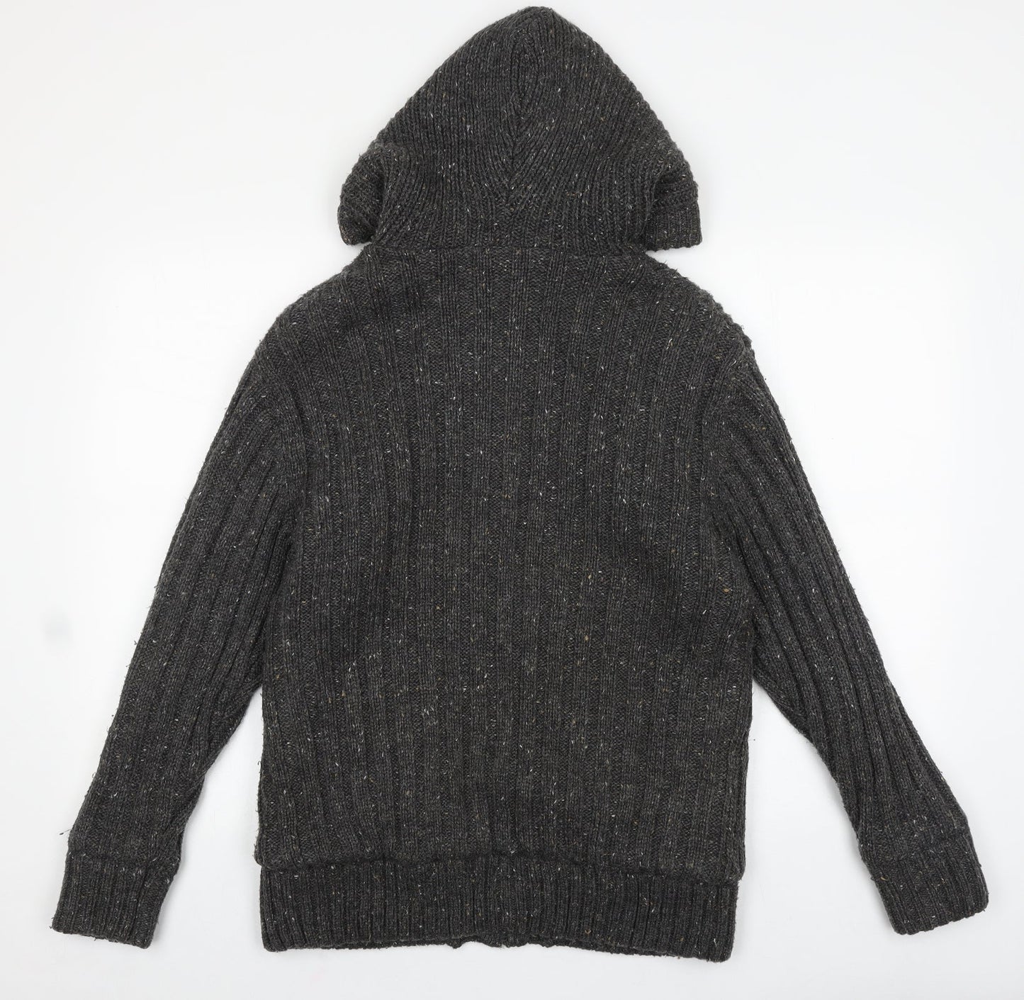 Easy premium clothing Mens Grey Acrylic Full Zip Hoodie Size S