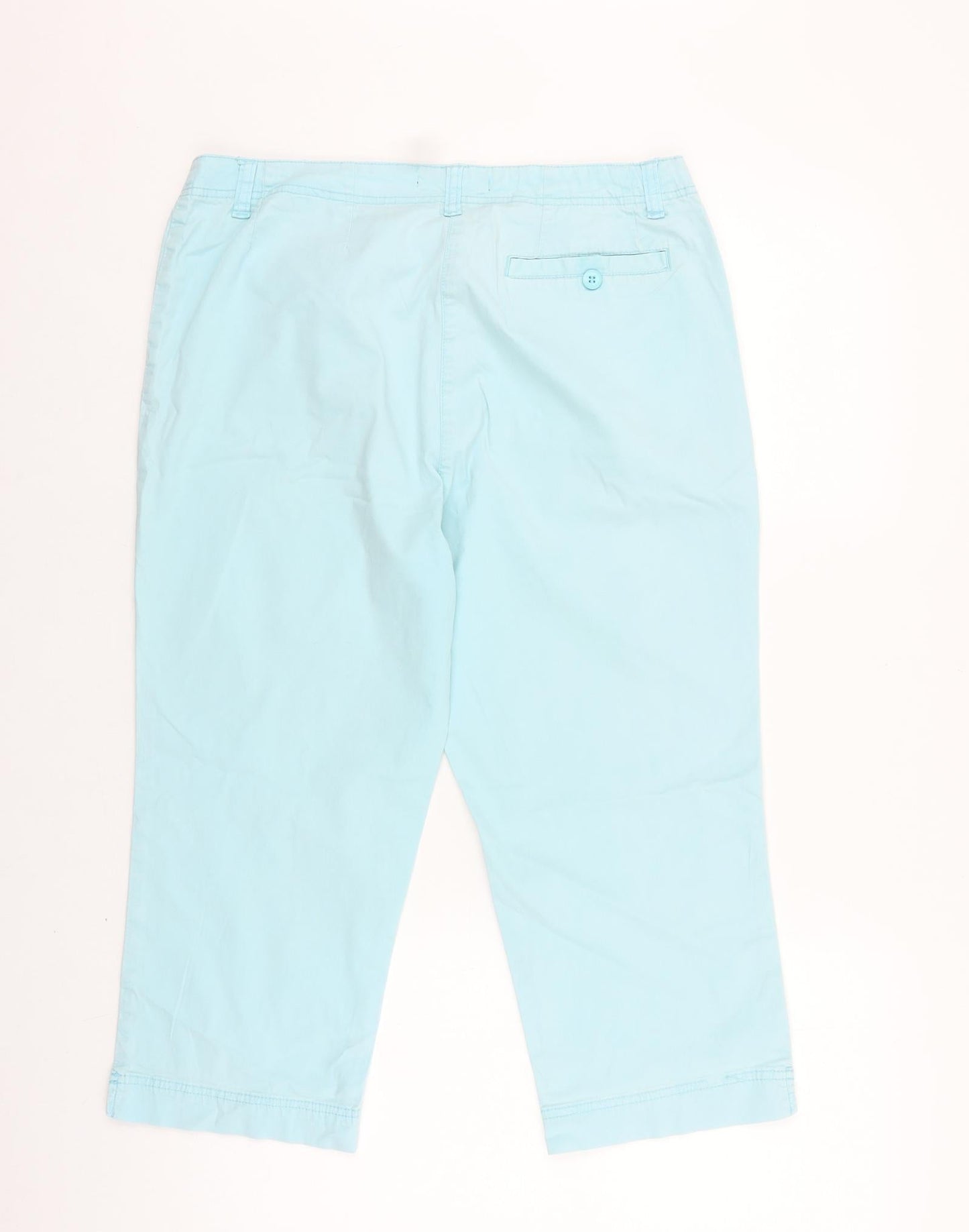 Dunnes Stores Womens Blue Cotton Chino Trousers Size 14 L20 in Regular Zip