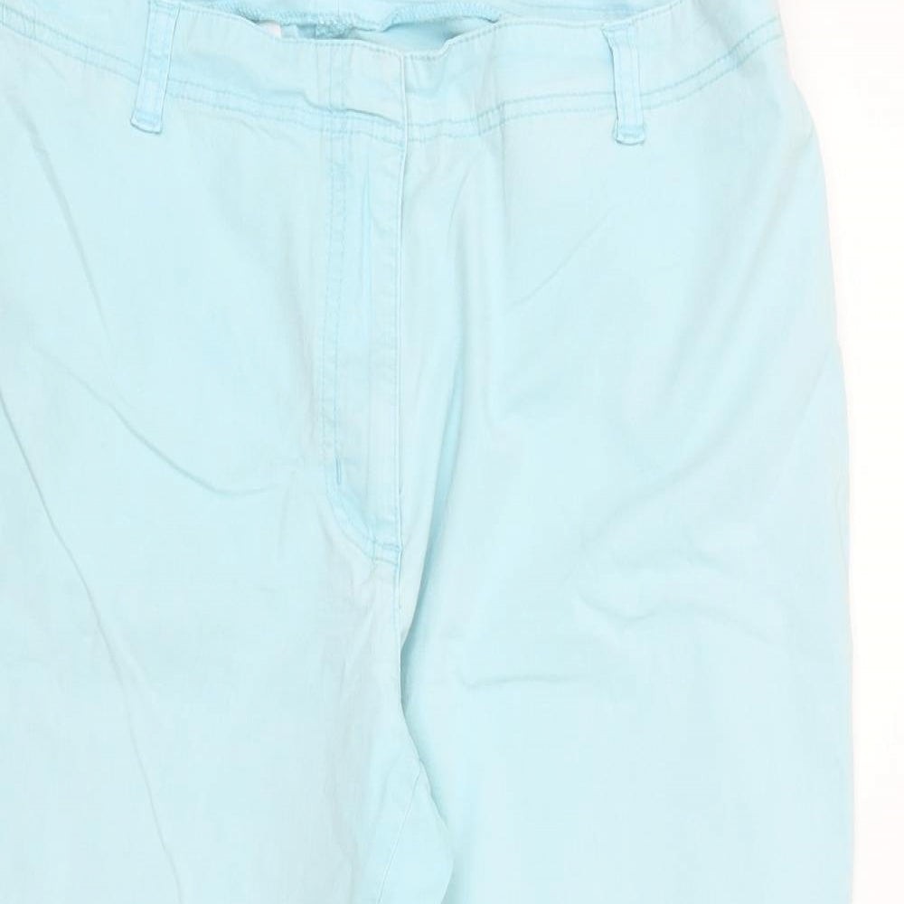 Dunnes Stores Womens Blue Cotton Chino Trousers Size 14 L20 in Regular Zip