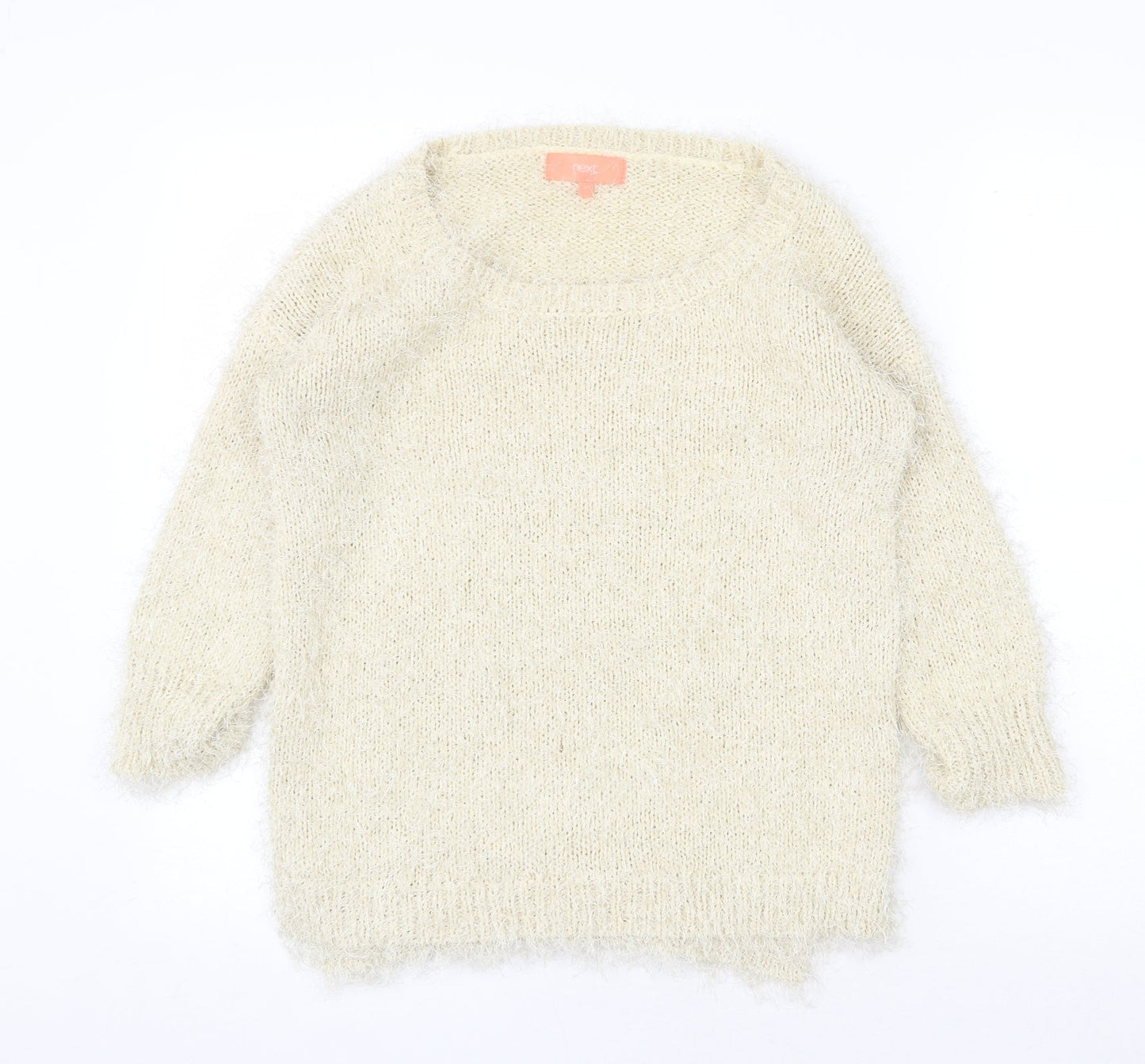 NEXT Womens Beige Scoop Neck Polyester Pullover Jumper Size S