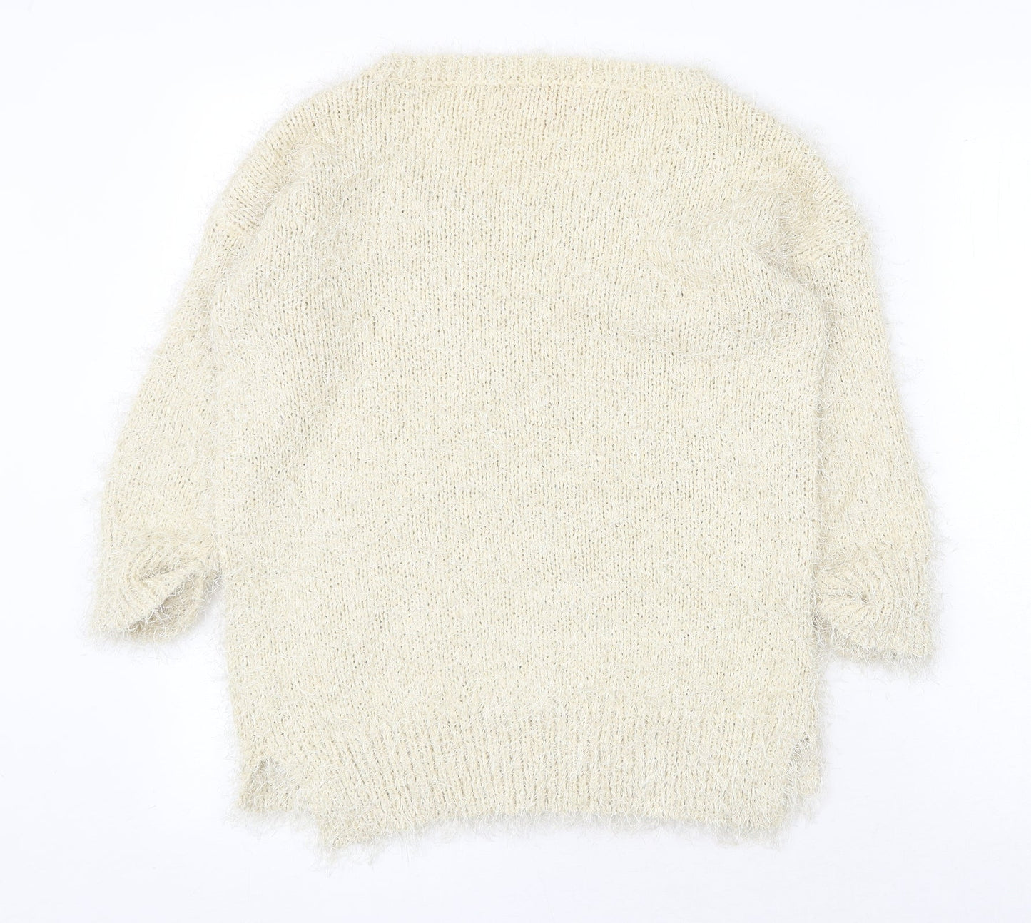 NEXT Womens Beige Scoop Neck Polyester Pullover Jumper Size S