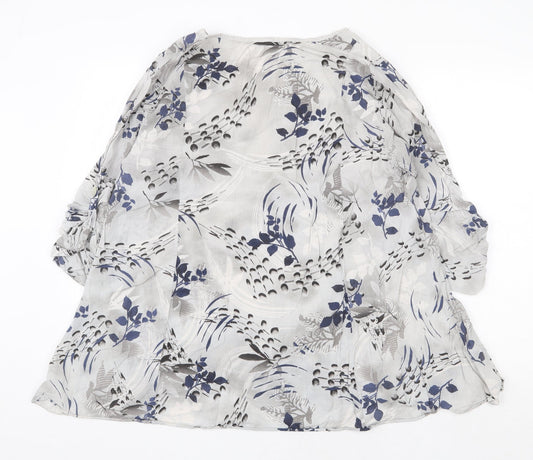 LV Clothing Womens Grey Geometric 100% Cotton Basic Blouse Size 18 Round Neck