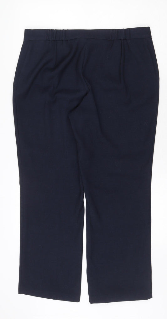 Marks and Spencer Womens Blue Polyester Trousers Size 14 Regular Zip