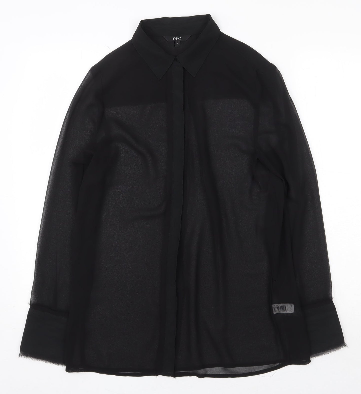 NEXT Womens Black Polyester Basic Button-Up Size 12 V-Neck