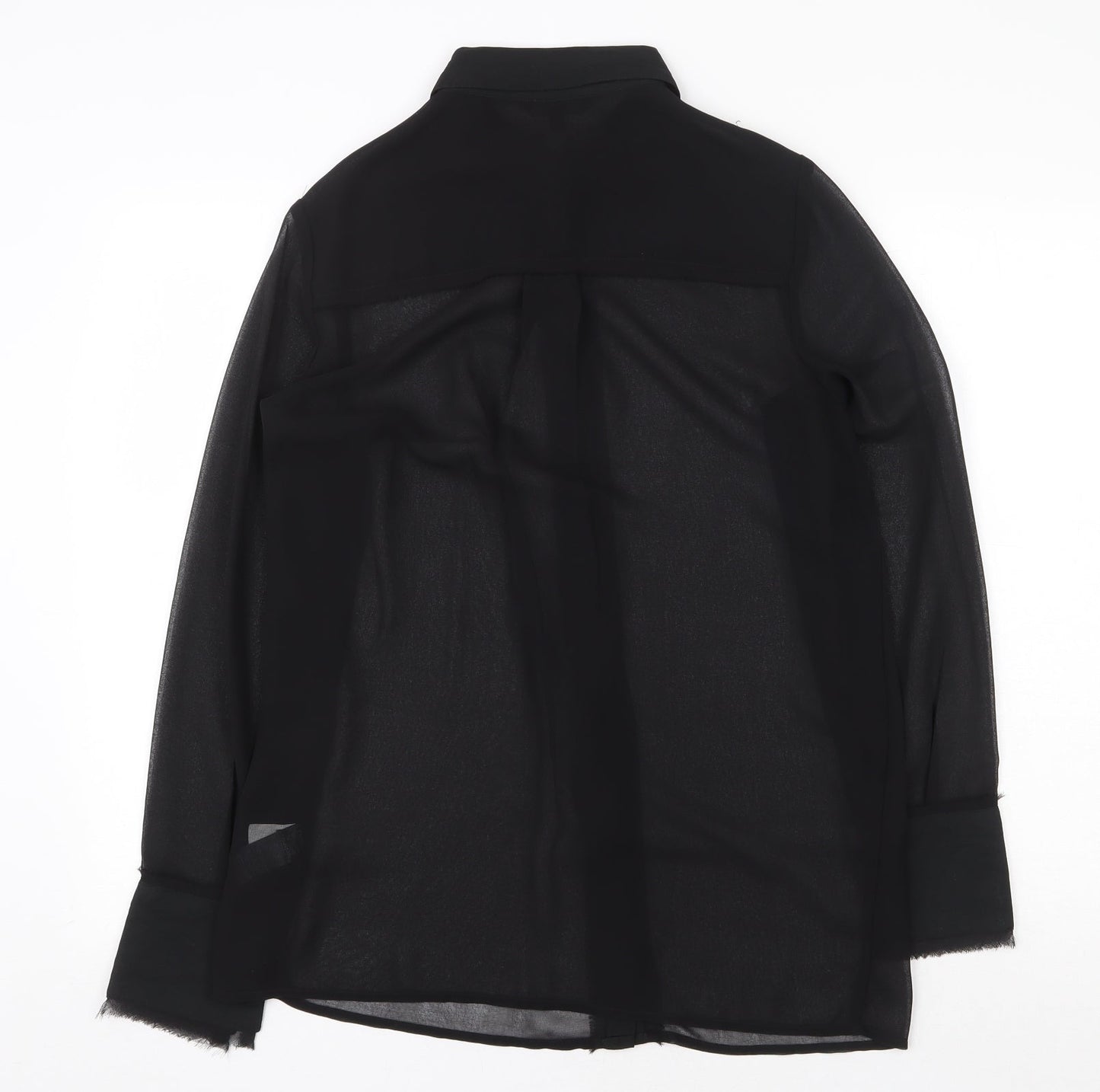 NEXT Womens Black Polyester Basic Button-Up Size 12 V-Neck