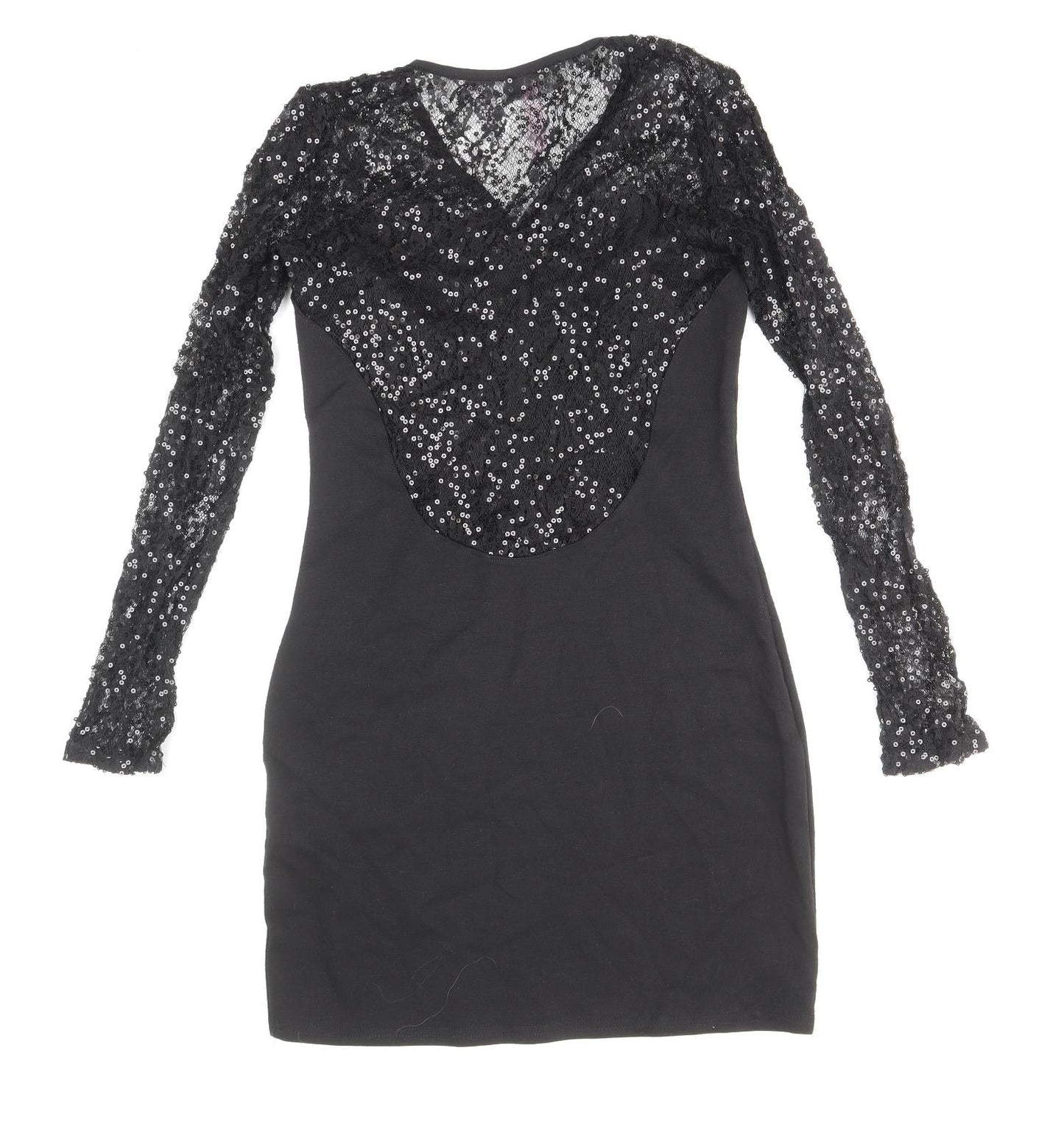 Lipsy Womens Black Polyester A-Line Size 10 V-Neck Pullover