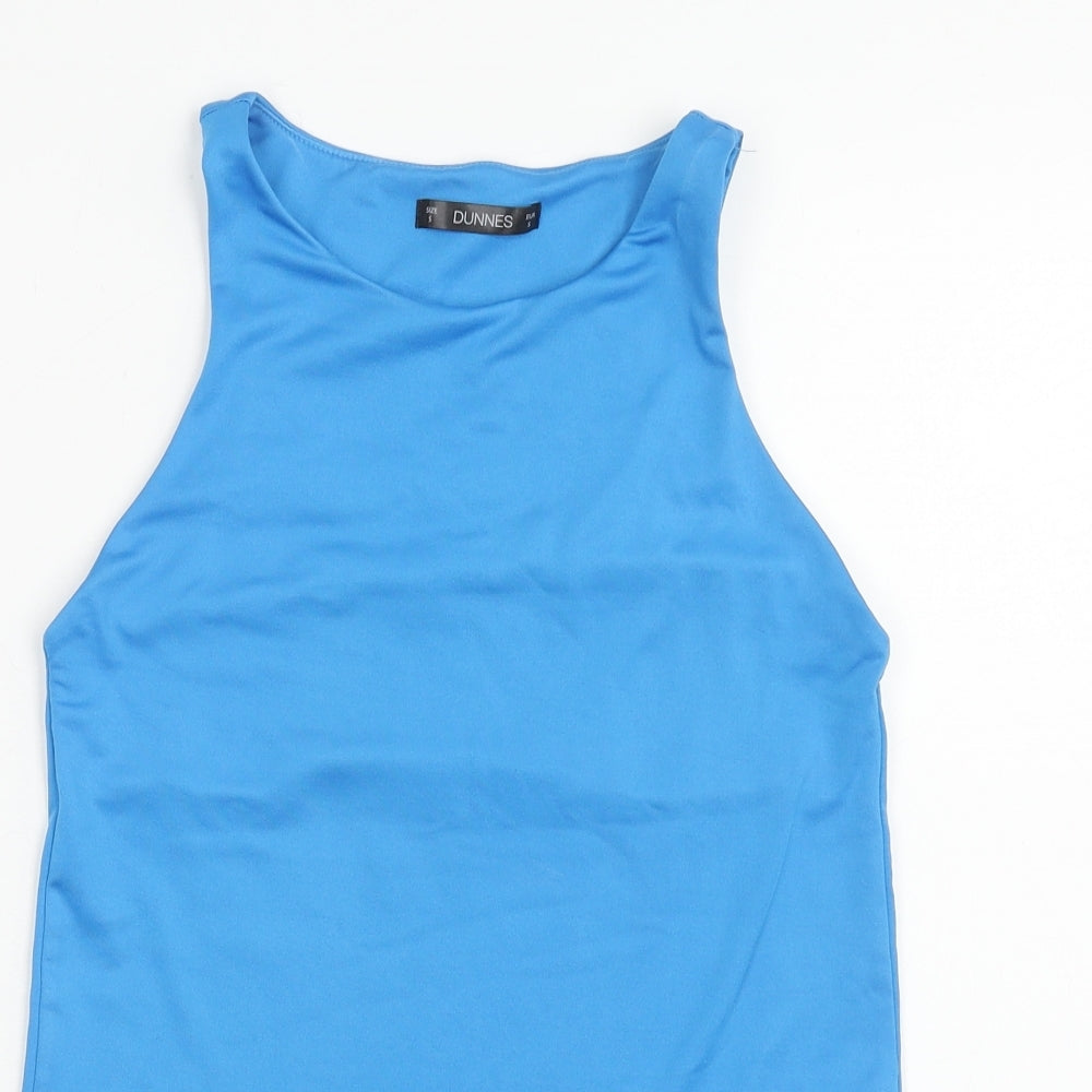 Dunnes Stores Womens Blue Polyester Bodysuit One-Piece Size S Snap
