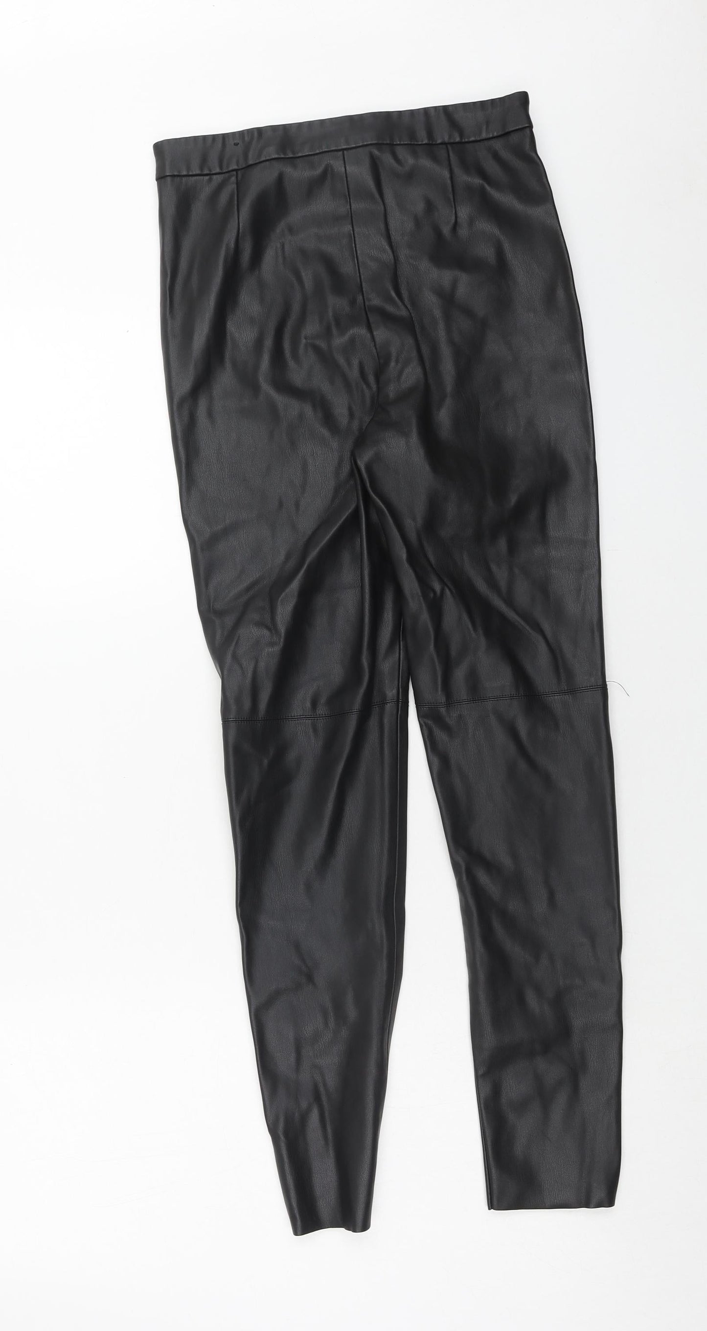 Zara Womens Black Polyester Trousers Size S Regular Zip
