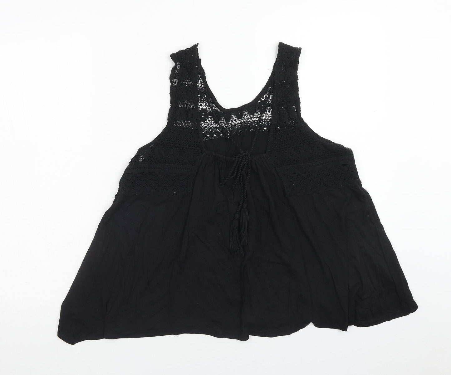 papaya Womens Black Viscose Basic Tank Size 14 Scoop Neck