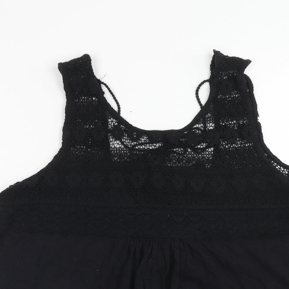papaya Womens Black Viscose Basic Tank Size 14 Scoop Neck