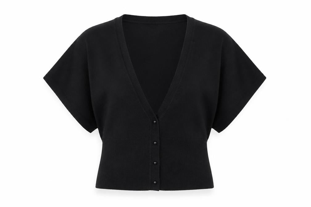 Editions Womens Black V-Neck Acrylic Cardigan Jumper Size 14