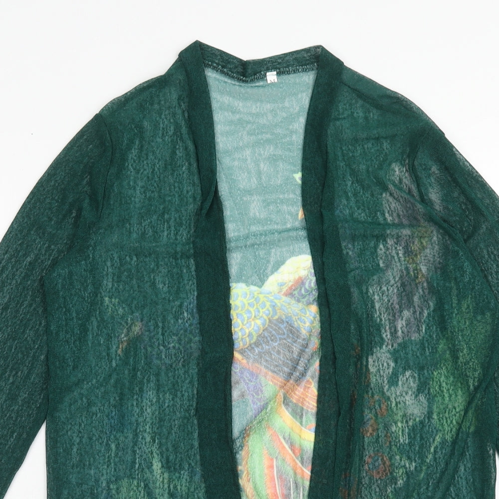 Preworn Womens Green V-Neck Polyester Shrug Jumper Size M - Peacock, Flower