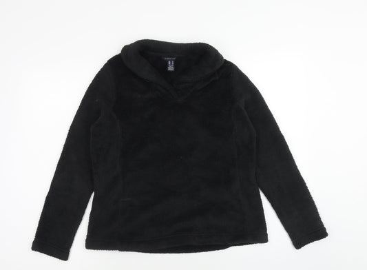Lands' End Womens Black Polyester Pullover Sweatshirt Size S Pullover