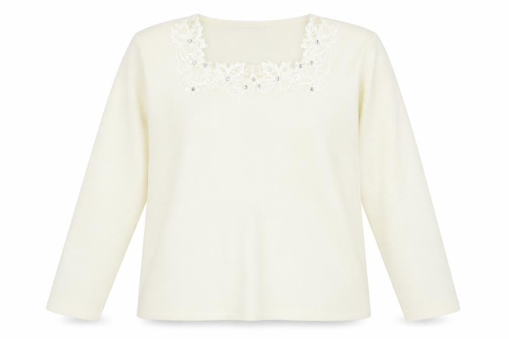 Bonmarché Womens Ivory Square Neck Acrylic Pullover Jumper Size L