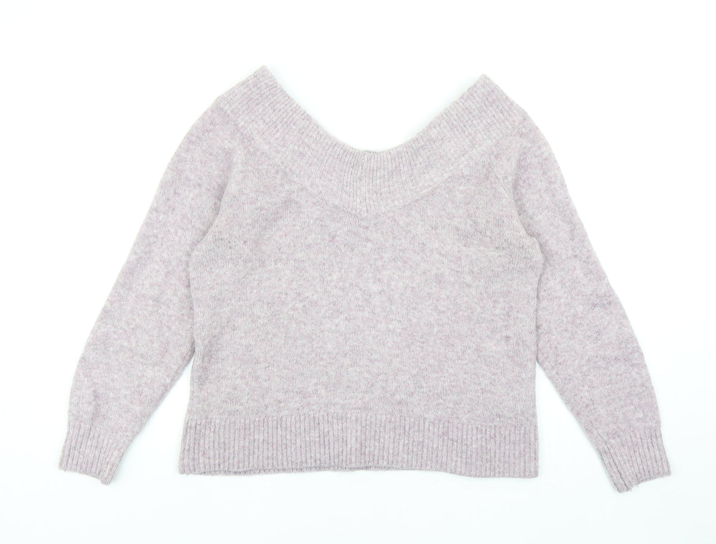 H&M Womens Purple Scoop Neck Acrylic Pullover Jumper Size M