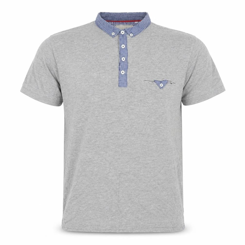Soul Star Mens Grey Cotton Polo Size L Collared Button