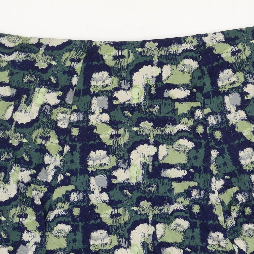 Preworn Womens Green Geometric Polyester Skater Skirt Size 38 in
