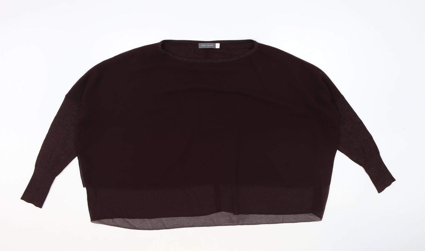 Mint Velvet Womens Purple Viscose Basic T-Shirt Size 12 Round Neck