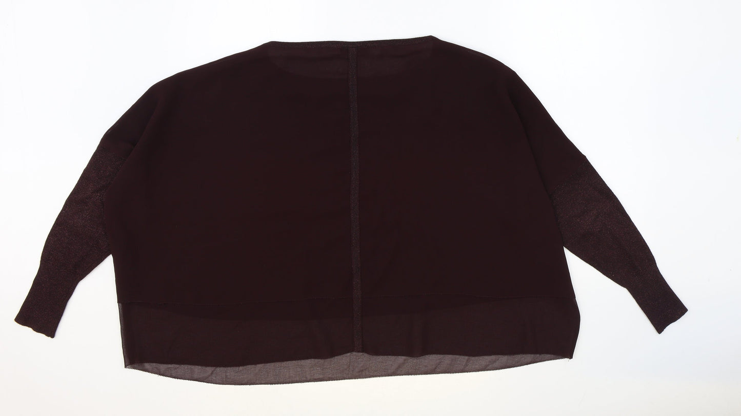 Mint Velvet Womens Purple Viscose Basic T-Shirt Size 12 Round Neck