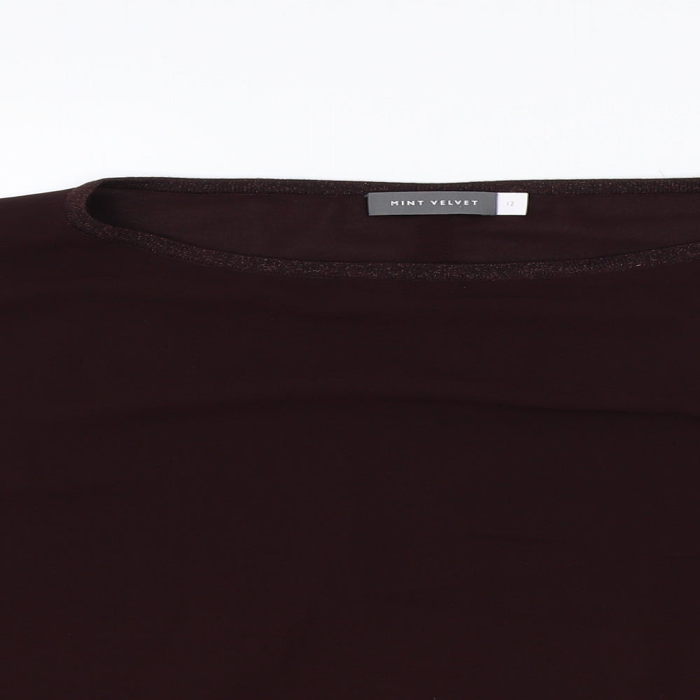 Mint Velvet Womens Purple Viscose Basic T-Shirt Size 12 Round Neck