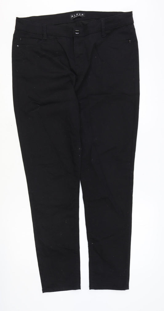 Alexa Womens Black Cotton Skinny Jeans Size 36 in Regular Zip