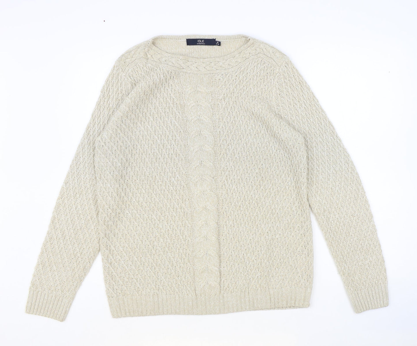 ISLE Womens Brown Round Neck Acrylic Pullover Jumper Size M