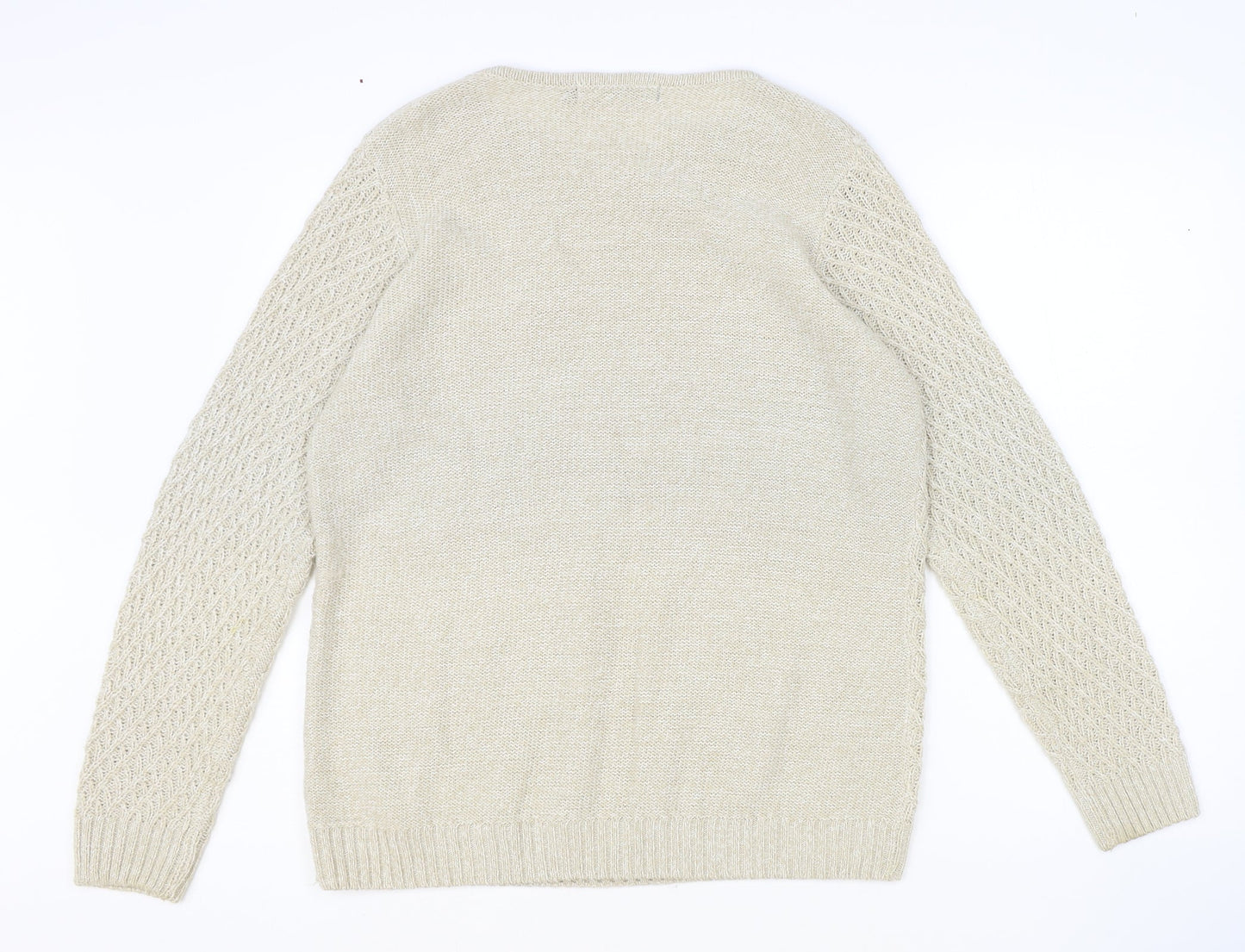 ISLE Womens Brown Round Neck Acrylic Pullover Jumper Size M