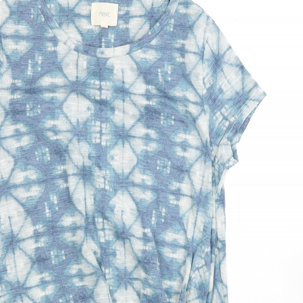 NEXT Womens Blue Geometric Polyester Tunic T-Shirt Size 8 Round Neck