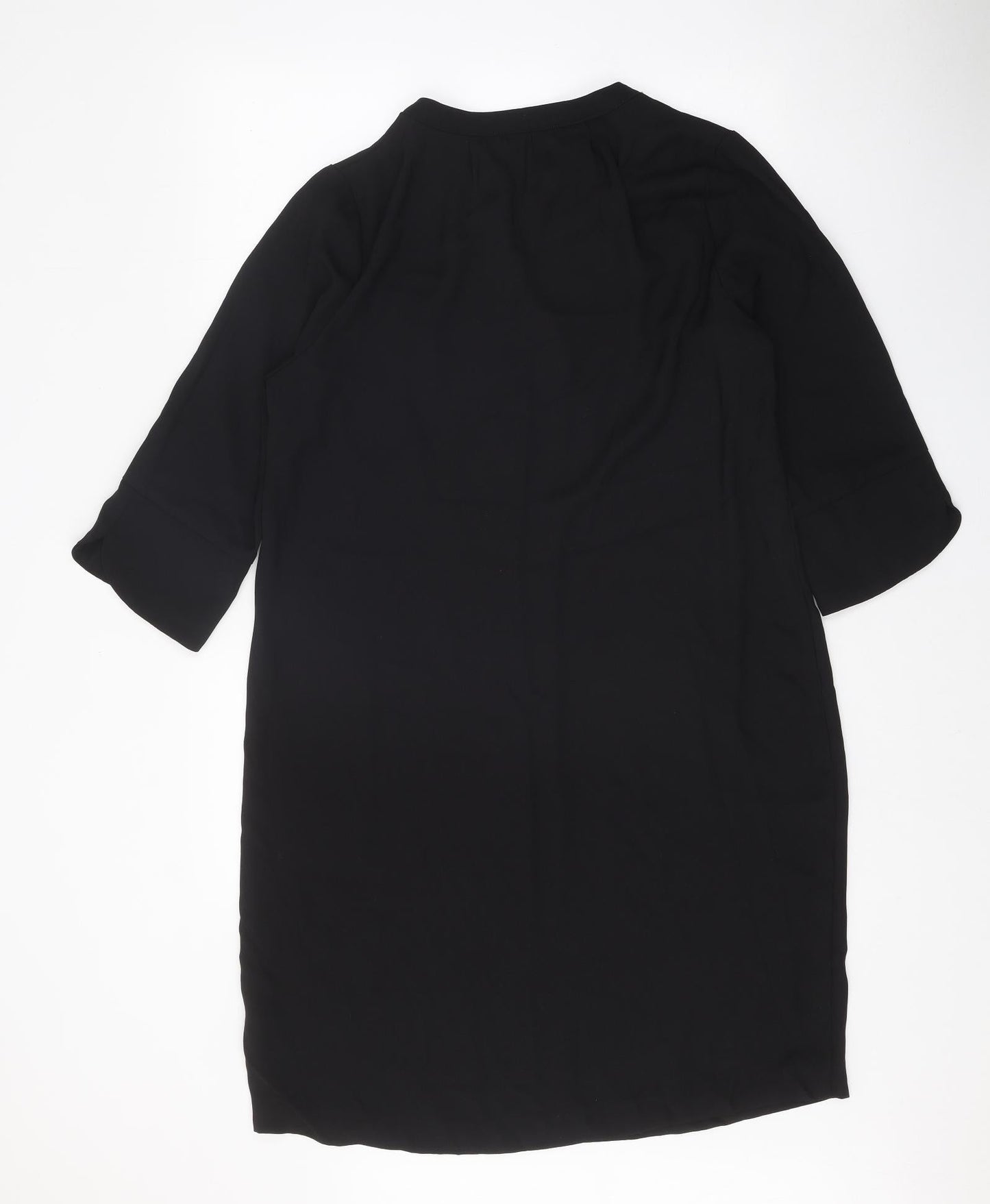 Marks and Spencer Womens Black Polyester Sheath Size 14 V-Neck Pullover